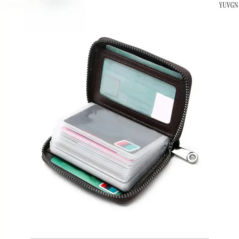 Genuine Leather RFID Blocking Wallet for Men, Slim Zipper Organizer, Vintage Multi-Slot Compact Pocket Case, Ideal for Daily Commute & Travel, TikTok Shop Back to School, Pocket Size