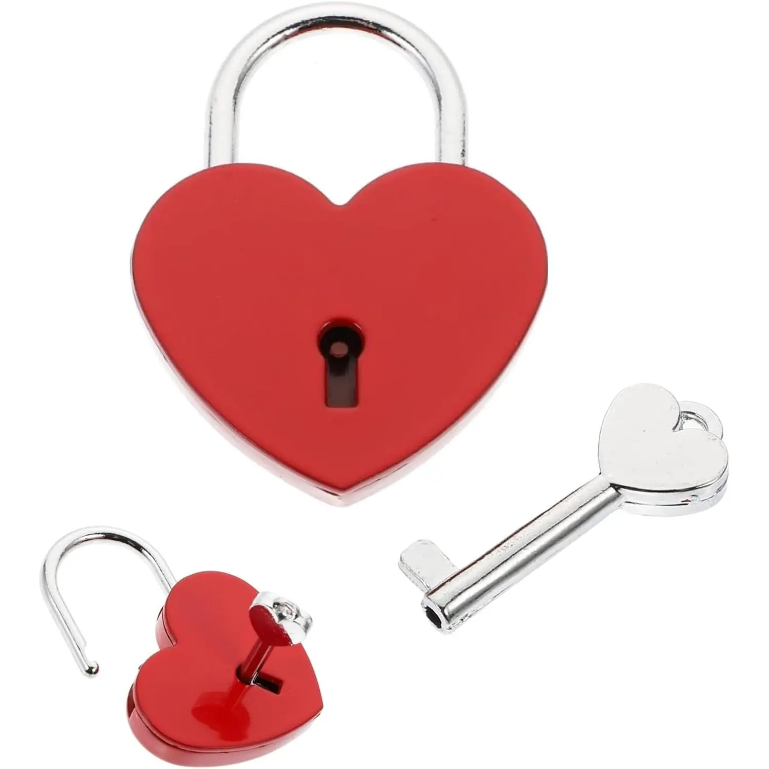 Heart Padlock with Key, Love Lock, Heart Mini Key Lock for Lovers, Wedding, Valentine's Day, Anniversary, Travel, Diary