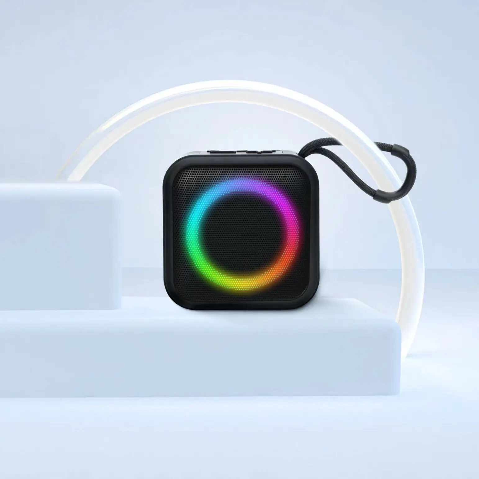 Portable Waterproof Bluetooth Wireless Speaker with RGB Light, Audio, Subwoofer, Micro USB Rechargeable Plastic Build for Outdoor Travel, Camping