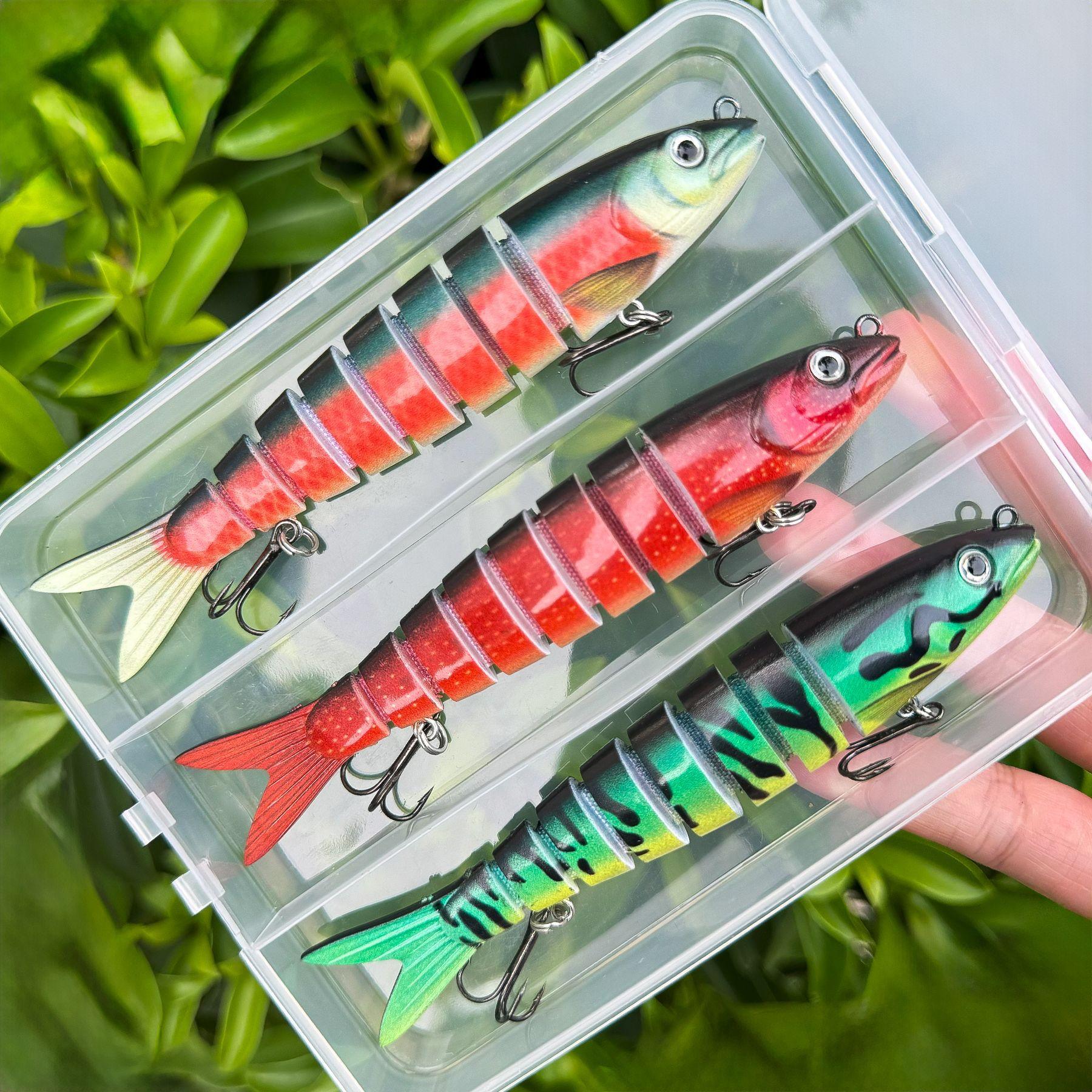 3-pack Multi-Jointed Fishing Lures Kit 8-Segment Minnow & Pencil Hard Baits Realistic Sinking Swimbaits Durable Sharp Hooks Lifelike Action for Freshwater Saltwater Trout Bass Fishing Outdoor Angling Tackle Gear