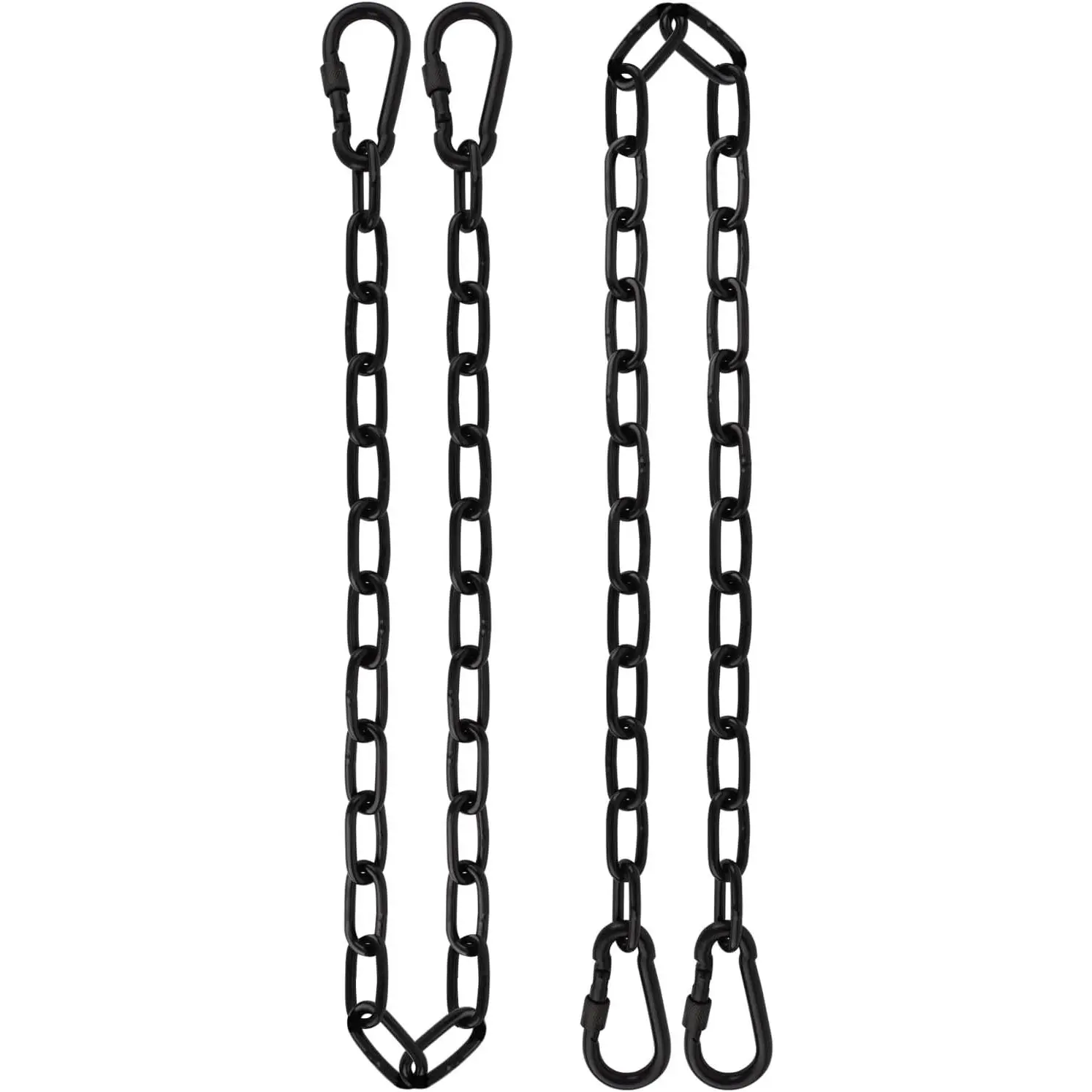 2 Pack 44in Hanging Chair Chain with 4 Carabiners, 500LB Capacity Hanging Kits Heavy Duty Hanging Chair Hardware for Hammock Swing Punching Bags Sandbag Indoor Outdoor Yoga Gym (Black,44in)