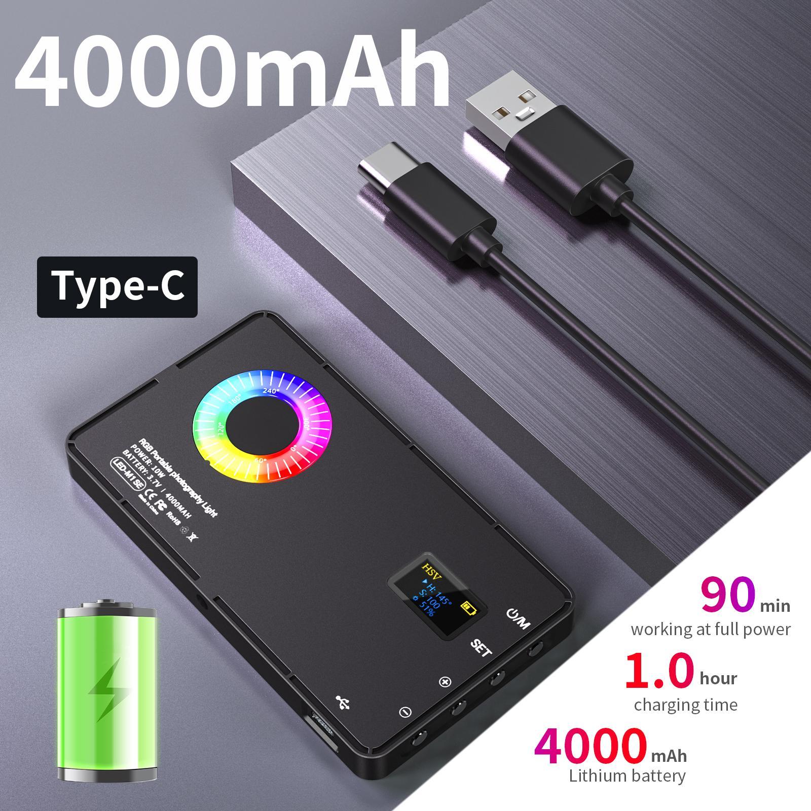 Portable Photography Fill Light Kit, 360° RGB Soft Fill Light with LCD Display Suitable for Live Streaming, High Capacity Photographic Fill Light for Camera