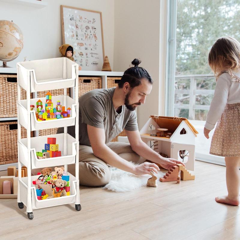 Multifunctional Multi-Layer Plastic Storage Cartwith Wheels, Layered Shelf Organizer for BedroomKitchen Bathroom Living Room, AdjustableStanding Shelf Suction Cup Sponge Holder for Kitchen Sink  semiannual  sale 2025 easy install kit glove clip cas oz sce