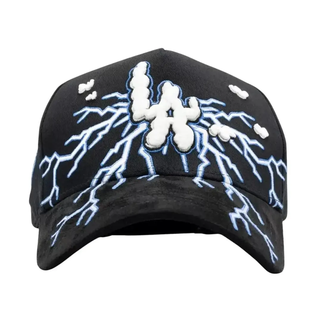 Thunder Storm Lightning Outline Baseball Cap, LA Curved Brim Hat with No Fraying, All-Season Skate Hip Hop Streetwear Sports & Outdoor Accessory