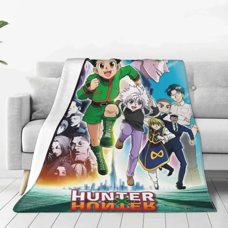 Killua Zoldyck Kurapika Freecss Gon Morow Hisoka Blankets Hunter X Hunter Anime Throw Blanket for Bed Sofa Couch Rug Piece