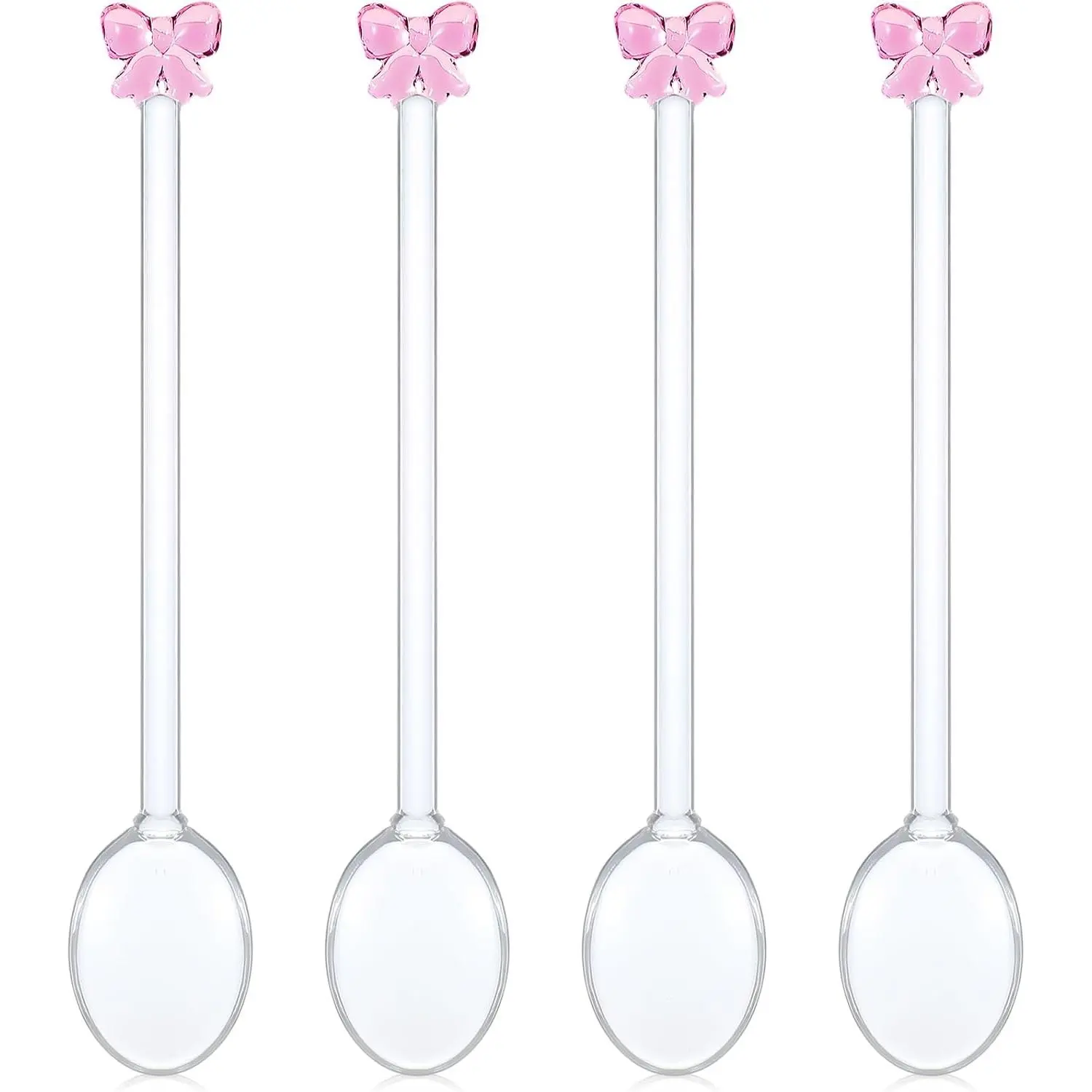 4 Pack   Bow Glass Spoons  Coffee Spoon  Bow Party Bachelorette Decoration for Bridal Engagement Wedding Kitchen Counter Cooking Housewarming