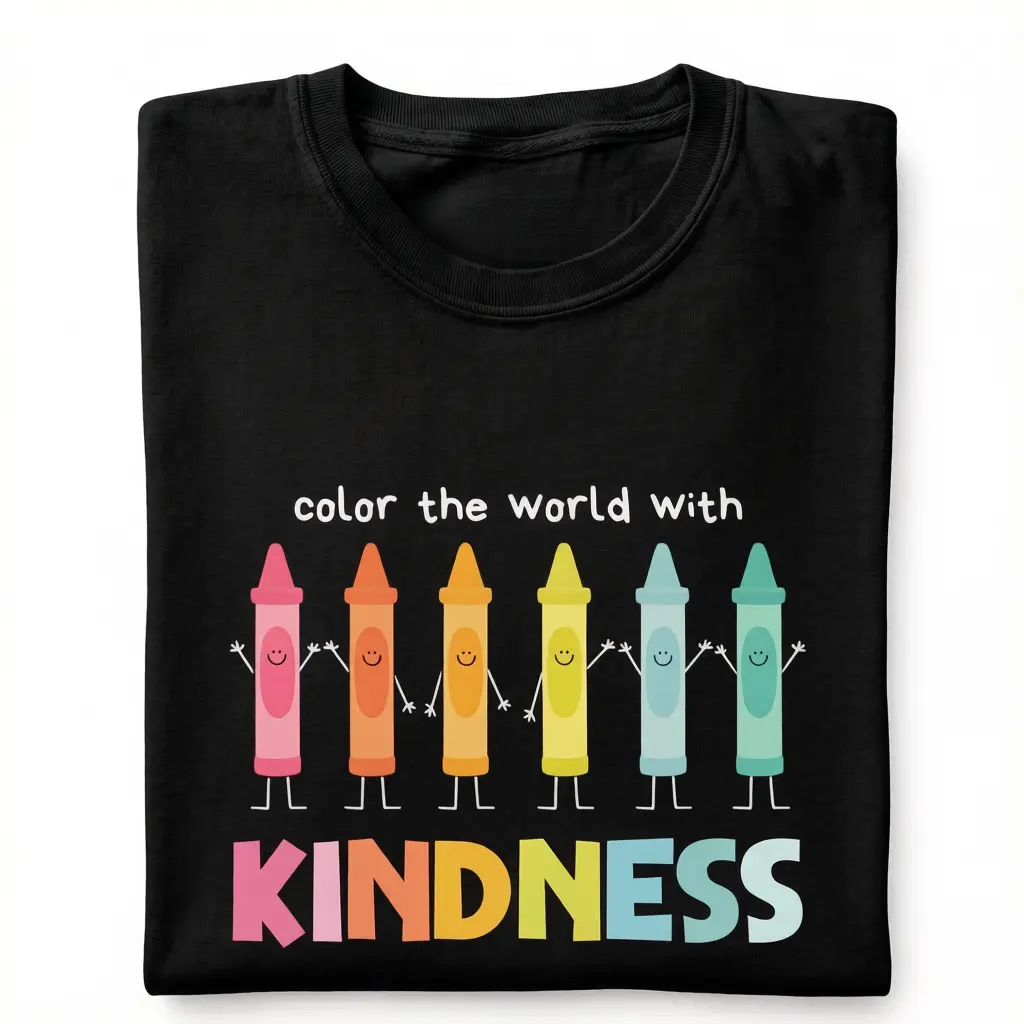 Color The World With Kindness Shirt, Crayon Teacher Graphic Comfort Colors Tee, Colorful Back to School Shirt, Kindness Classroom T-Shirt, Teacher Appreciation Gift