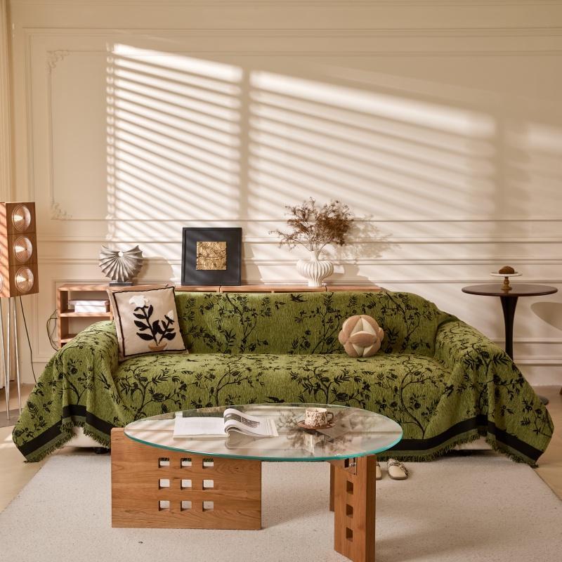 Plant Leaf Pattern Chenille Sofa Cover, 1 Count Soft Slipcover Protector for Living Room Couch, Sofa Decoration Supplies#TOP PICKS