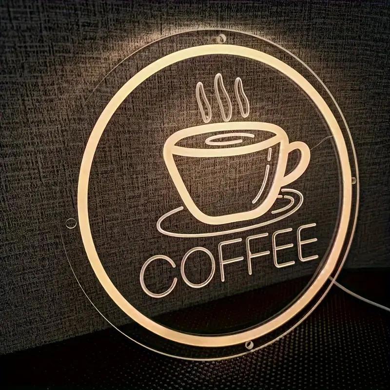 Coffee Cup Design Neon Sign, USB‑Powered 3D Coffee Cup Neon Light, Decorative Neon Sign for Home, Coffee Shop or Office, Led Signs