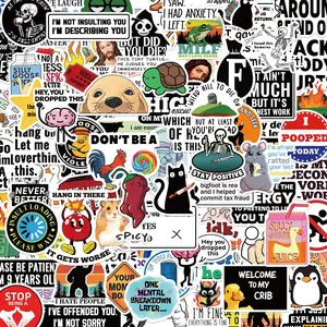 100PCS Funny Adults Stickers Bulk Prank Meme for Kids Teens Waterproof Vinyl Decals for Laptop Scrapbook Sarcastic Hard Hats Vibrant Diverse Themes Large 2-3" Stickers
