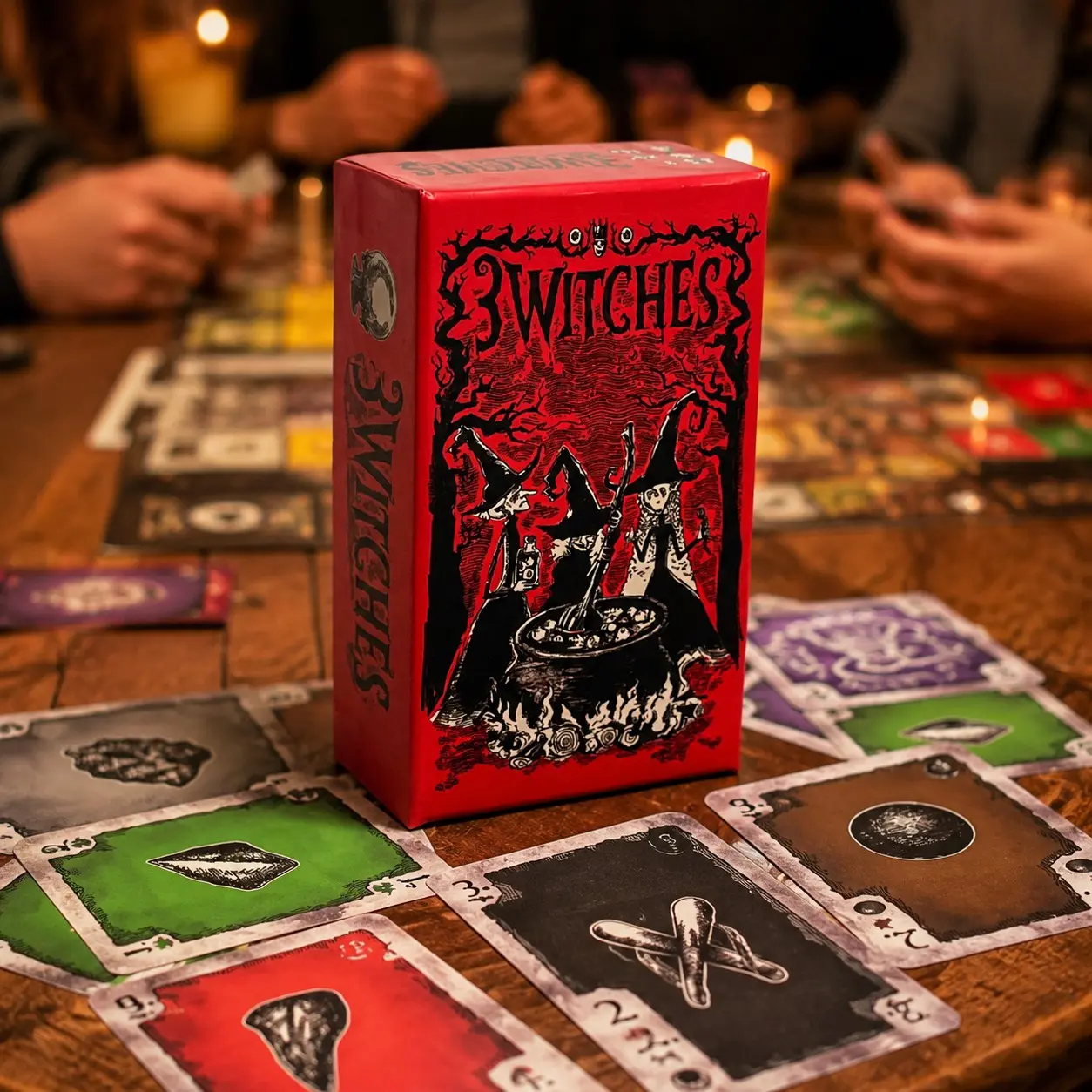 3 W Witches Card Game, Three-Player Trick-Taking Strategy, Chinese & English Bilingual, Interactive Party Game for Family & Friends