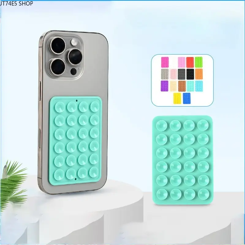 24-Pack Square Silicone Suction Cups, Removable Anti-Slip Portable Phone Holder Stickers