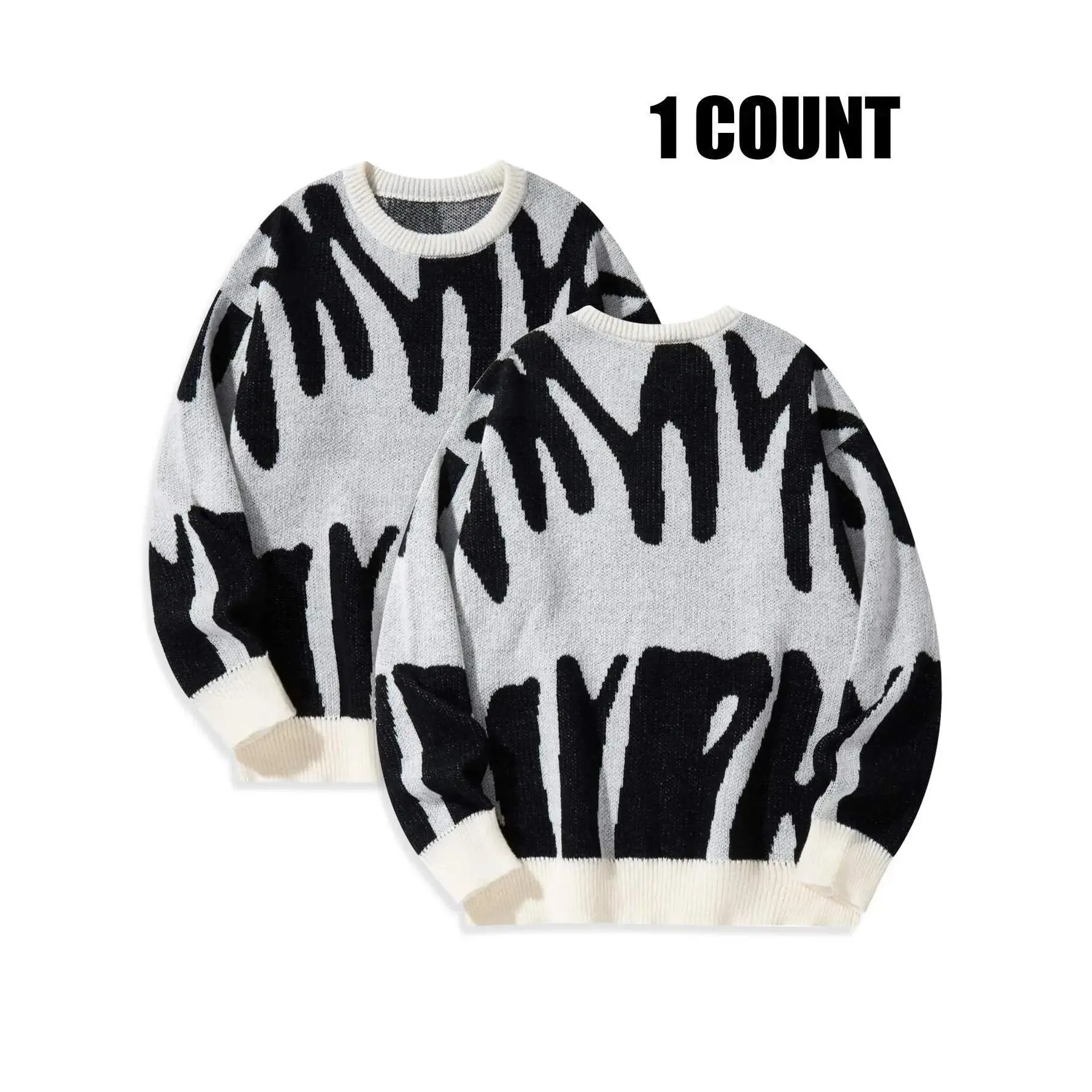 Men's Colorblock Print Drop Shoulder Sweater Pullover, Regular Fit Casual Long Sleeve Round Neck Jumper Pullover for Fall & Winter, Fashion Men's Knitwear for Daily Wear
