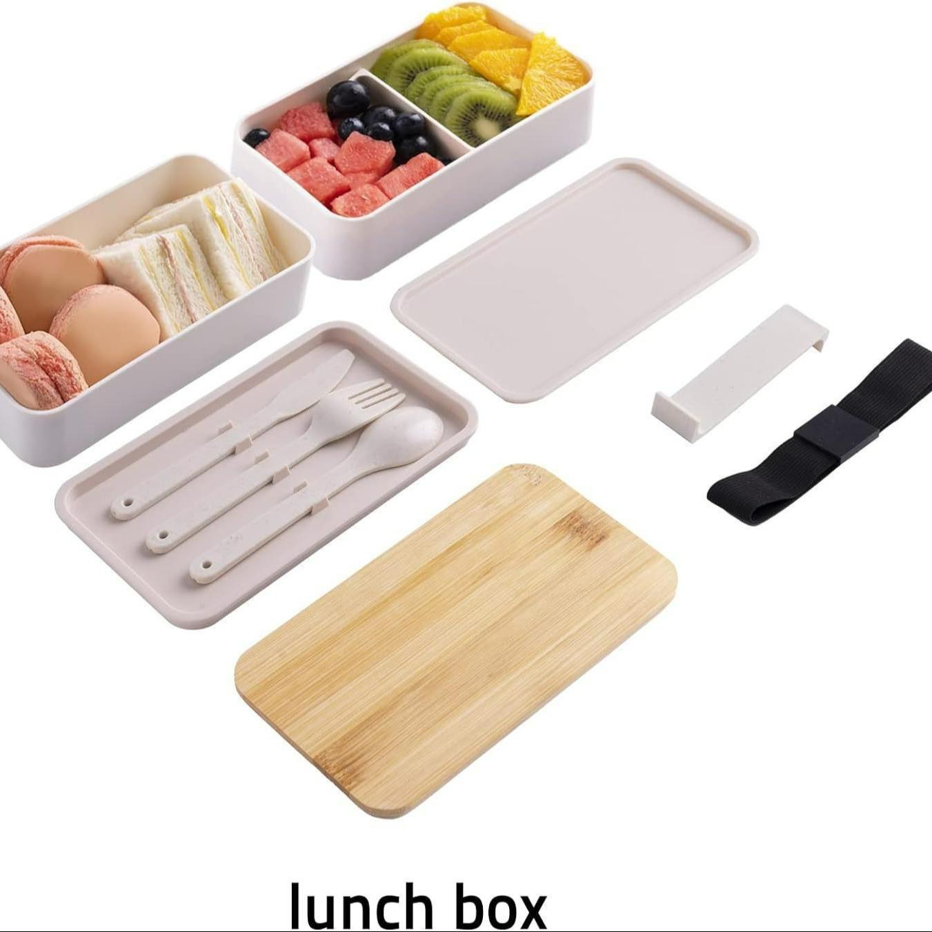 2pcs/set Japanese Style Lunch Box Set, Microwave Safe Plastic Food Containers, Large Capacity Dual Layer Insulated Bento Boxes, Reusable Meal Prep Kits, Durable Bento Box