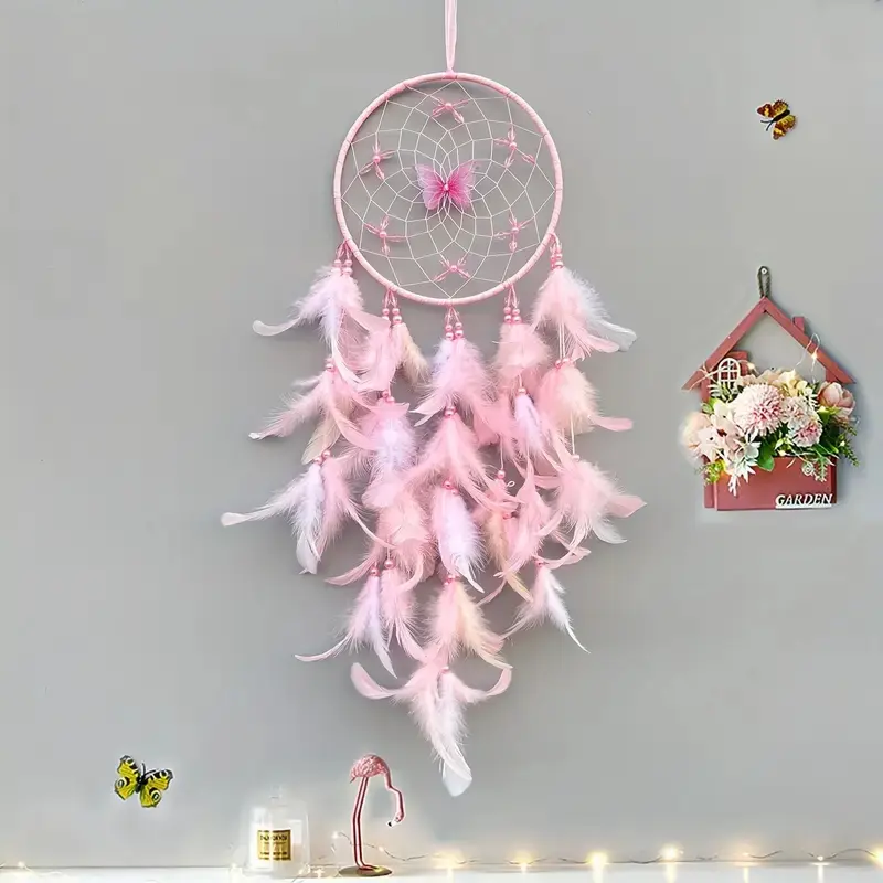 Boho Dreamcatcher Wall Hanging, Handmade Feather Wind Chime Decor, Perfect Gift for Halloween & Christmas, Ideal for Living Room Bedroom