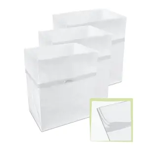 13 Gallon Disposable Pop-Up Trash Cans (3-Pack, Multi-Liner) with Fitted Bags – Foldable Garbage & Recycling Bins for Parties, Events & Kitchen (White, 17" H x 13.5" W x 10" D)
