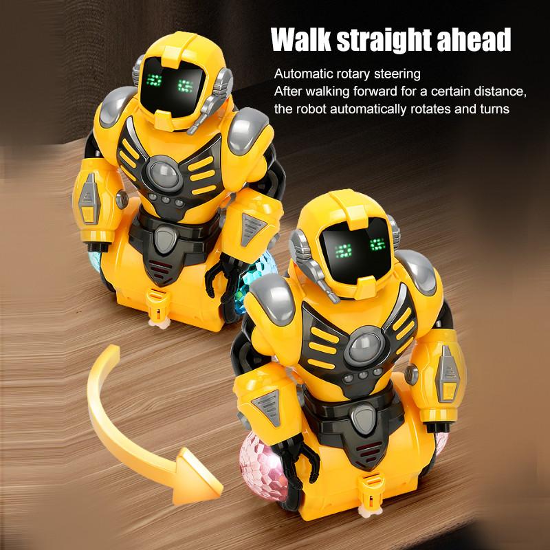 Dancing Robot with Light Rotary |   Yellow and Chocolate Colored, Uncharged, Battery-Free Robot Toy for