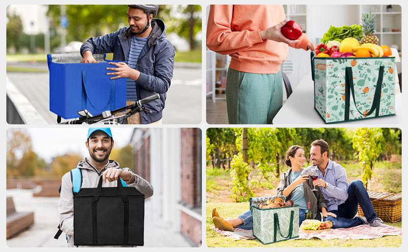 2Pk Insulated Reusable Grocery Bags, Collapsible Cooler Bag for Groceries, Heavy Duty Large Insulated Bag