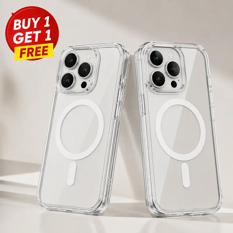 BUY 1 GET 1 FREE Magnetic Clear MagSafe Case for iPhone 18 Pro Max 18 Pro 17 Pro Max 16 15 14 13 12 11 Pro Max Plus | Precision Camera Guard Shockproof TPU Cover,Phone Case for iPhone 18 Pro Max