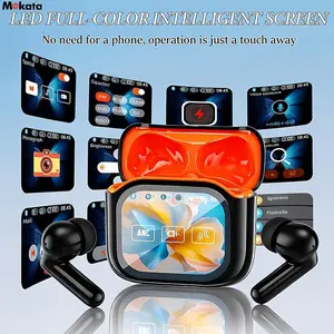 Fon telinga terjemahan AI masa nyata model baharu 2026, menyokong terjemahan dalam 144 bahasa. Fon telinga penterjemah kecil tanpa wayar dengan kotak pengecas berskrin warna besar berukuran LCD, fon telinga TWS jenis dalam telinga dengan fungsi pembatalan