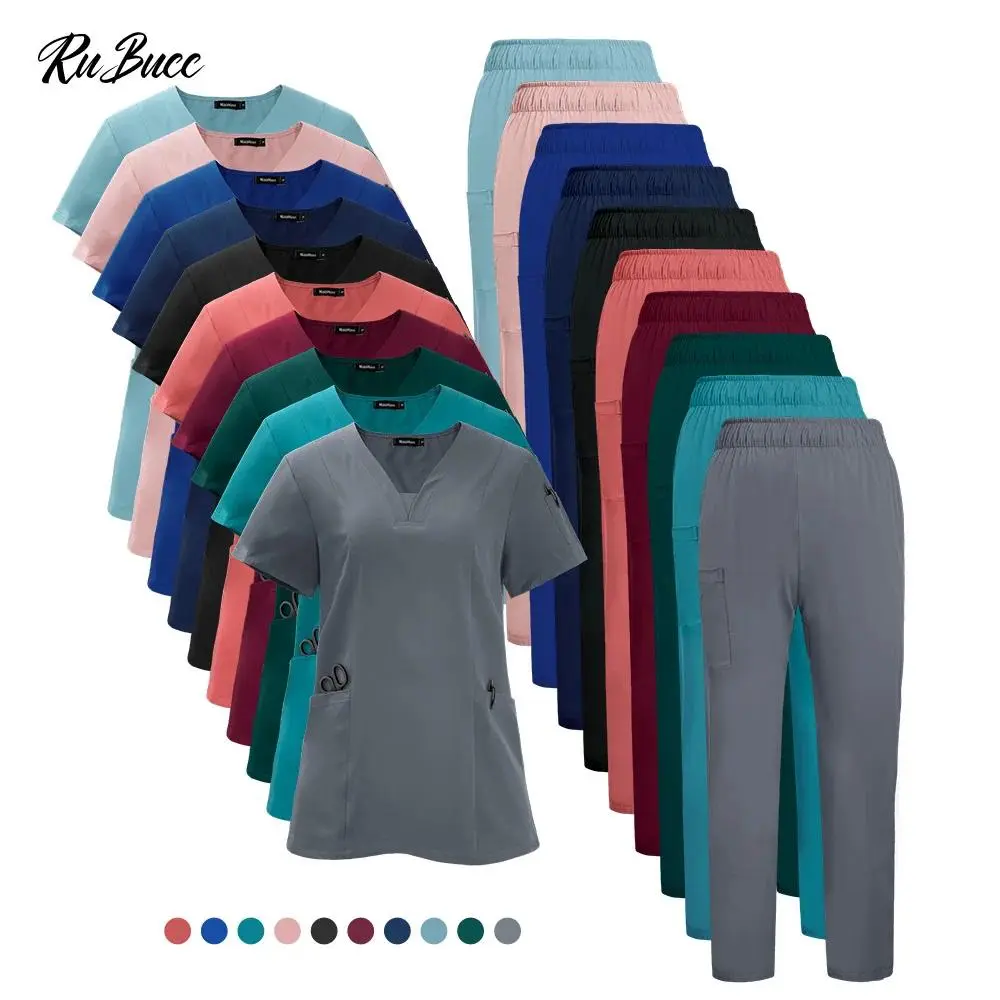 Pet Clinic Veterinary Scrub Suits Women Medical Set Surgical Nursing Uniform Short Sleeved Scrub Set Spa Uniform Doctor Workwear