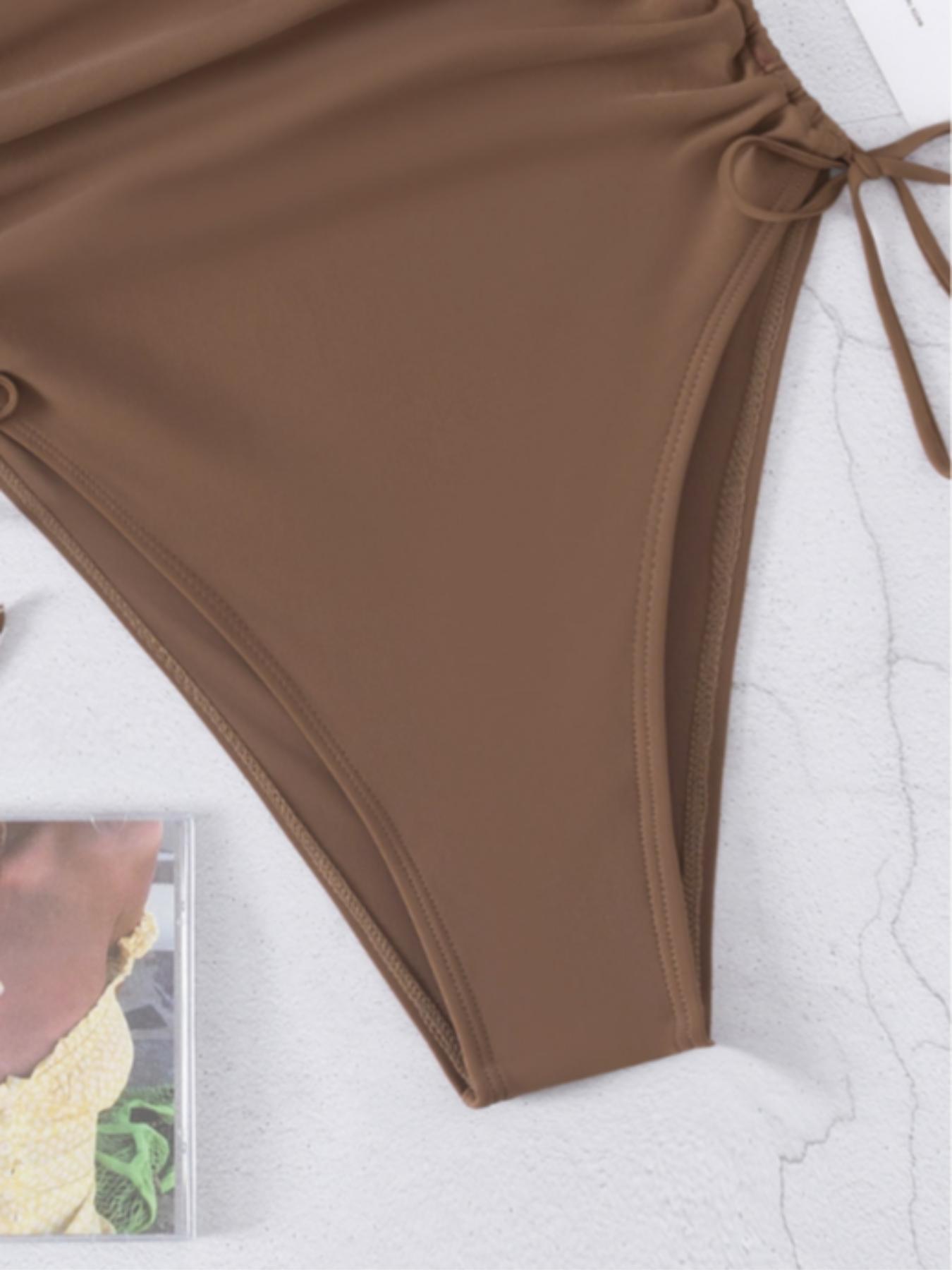 Women's Solid Tie Side Wrap One-piece Swimsuit, Swimsuit Bodysuit, Casual Elegant Sleeveless Swimwear for Beach Holiday Vacation, Ladies Swimsuit for All Seasons