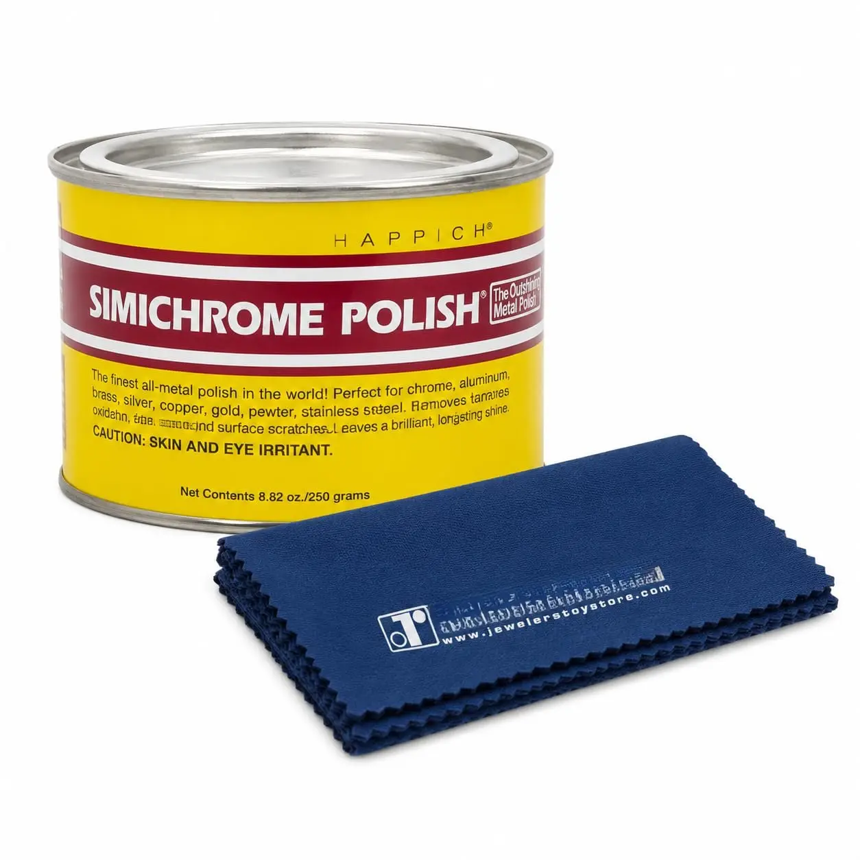Simichrome Solid Metal Polish Compound (250g) with Cloth - Restore Mirror-Like Shine for Chrome, Stainless Steel Household Surfaces