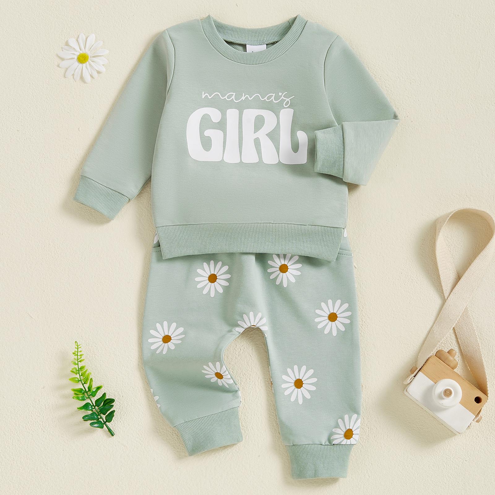 Mamas Girl Outfits Toddler Baby Girl Daisy Clothes Long Sleeve Sweatshirt Jumper Joggers Trouser Girls Fall Tracksuit