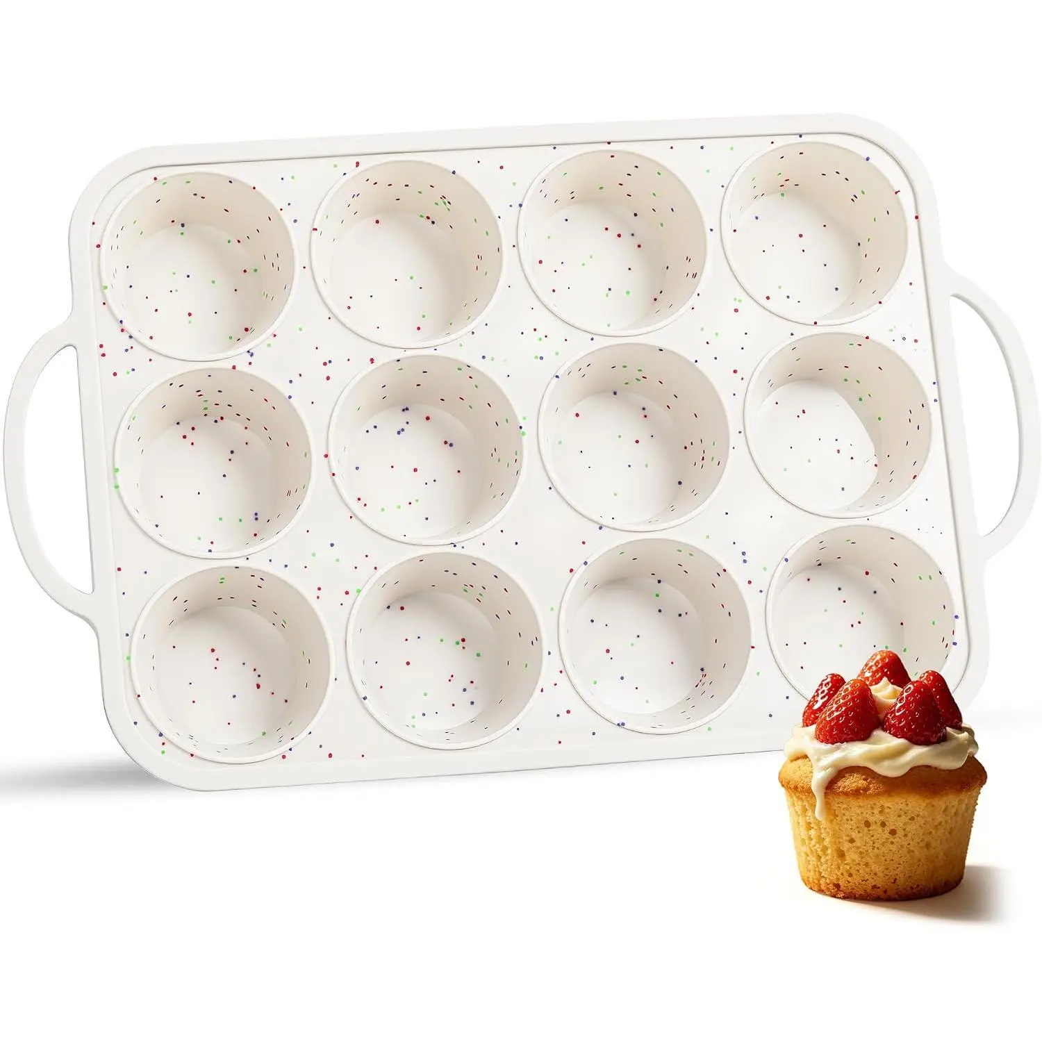 Muffin Pan with Metal Frame, Nonstick 12 Cup Regular Size Cupcake Pan,  Muffin Tray for Baking Egg Bites Muffins Cupcakes Gifts for Mom  Baker Kitchen (1 Pc, Cream)