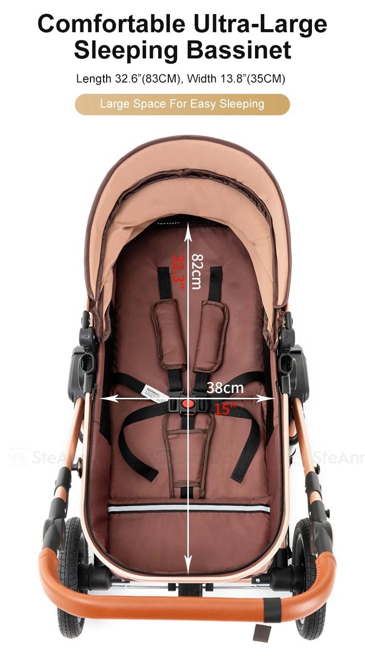 3-in-1 Multi-Role Baby Stroller Travel System with Car Seat Base, Adjustable Bassinet, Folding Newborn Stroller Design, Reversible Seat, Lightweight Build, Backpack, Changing Pad, Large Storage, Zip Footcover