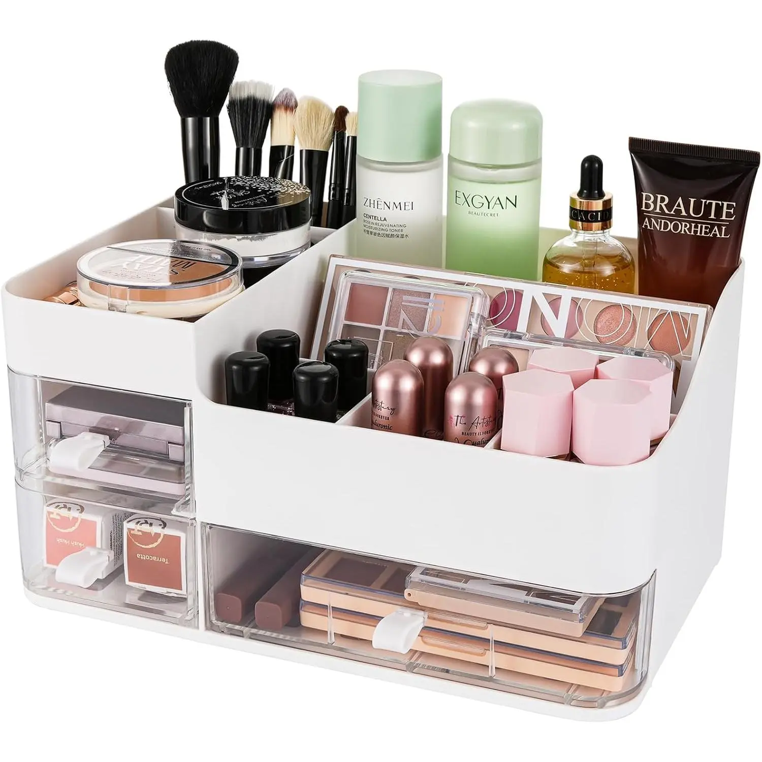 Makeup Organizer and Storage  Display Case With 3 Clear Drawers Skincare Organizer for Bathroom Make Up Stand for  Lipsticks, ,  Care, Eyeshadow, Skincare