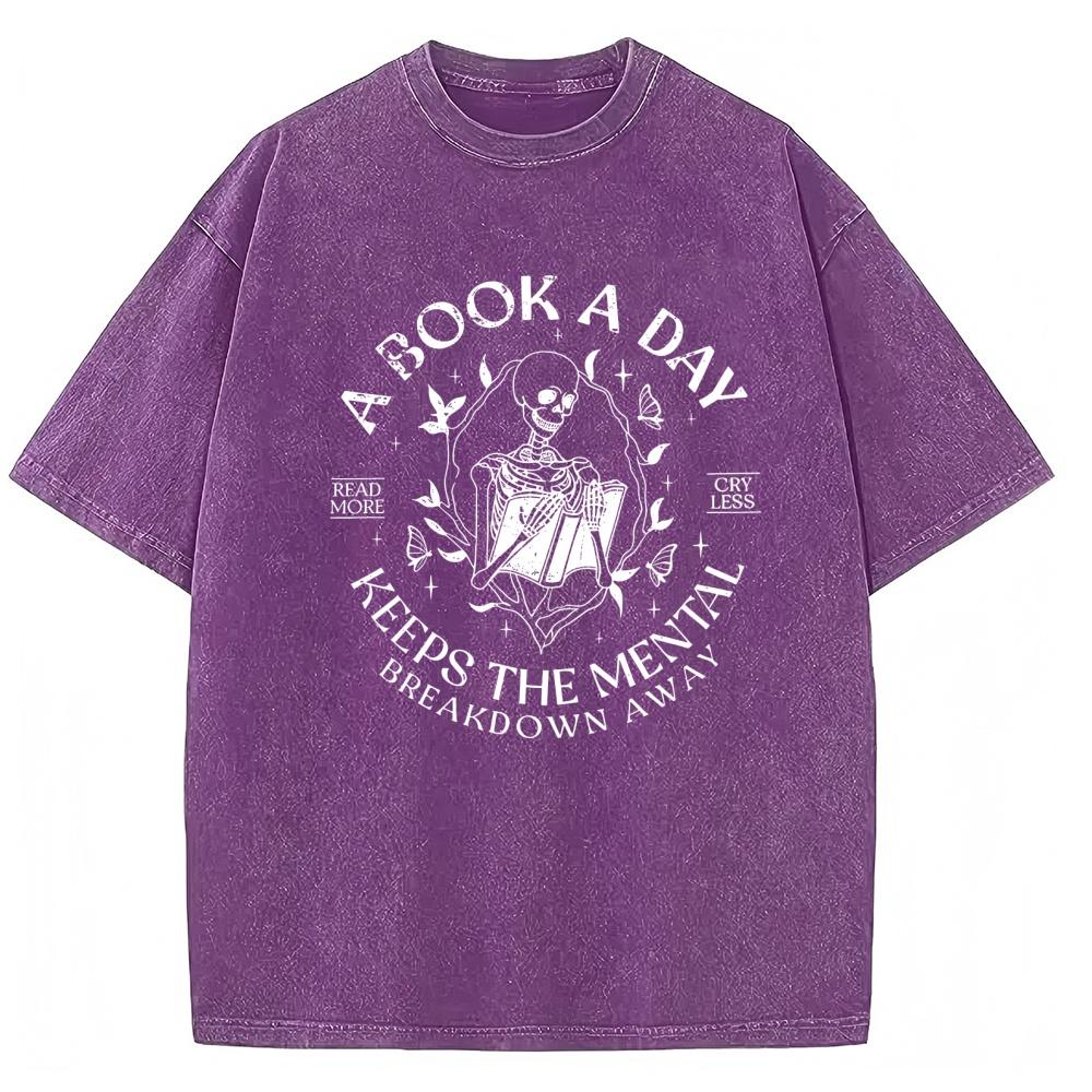 A Book A Day Keep The Mental Breakdown Away Shirt, Bookish Graphic Tee Women, Book Gift, Book Lover Gift, Reading Book T-shirt, Bookworm Gift, Book Club Tops For Women, Womenswear Fabric Comfort Chic Style