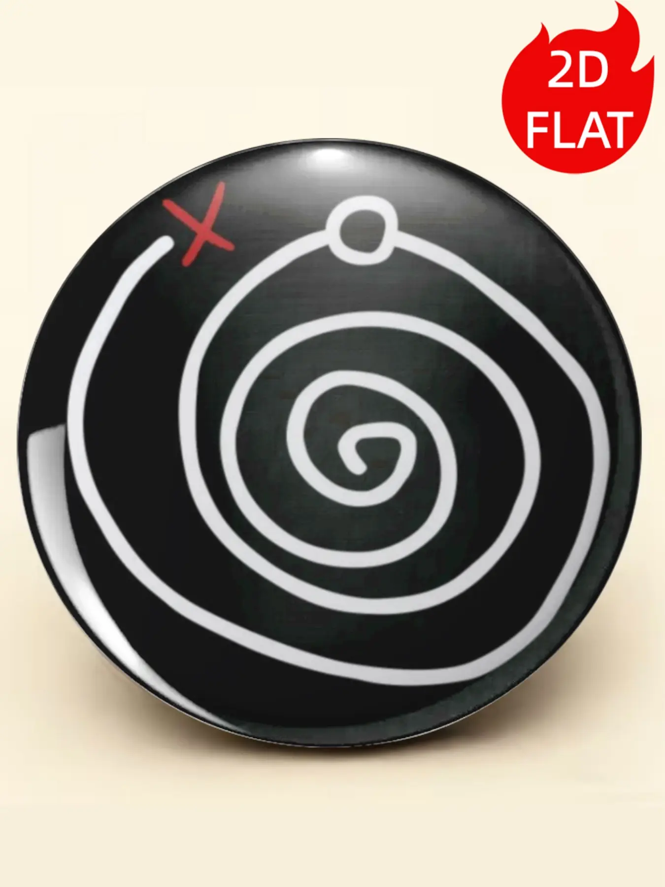 1pc Black Abstract Spiral Pin Badge, Minimalist Line Art Button Pin, Aesthetic Round Brooch for Backpack, Hat, Jacket & Clothing Decoration, Trendy Fashion Accessory Gift