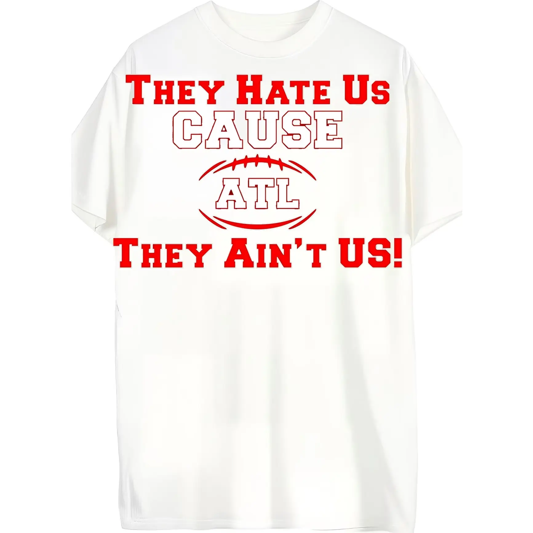 ATL Football Letter Graphic Oversized Comfort 100% Cotton White T-Shirt, Sports Fan Fashion Outfit, Game Day Casual Tee, Best Valentine Holiday Gift For Him Her, Sports Fan Family Friends Present