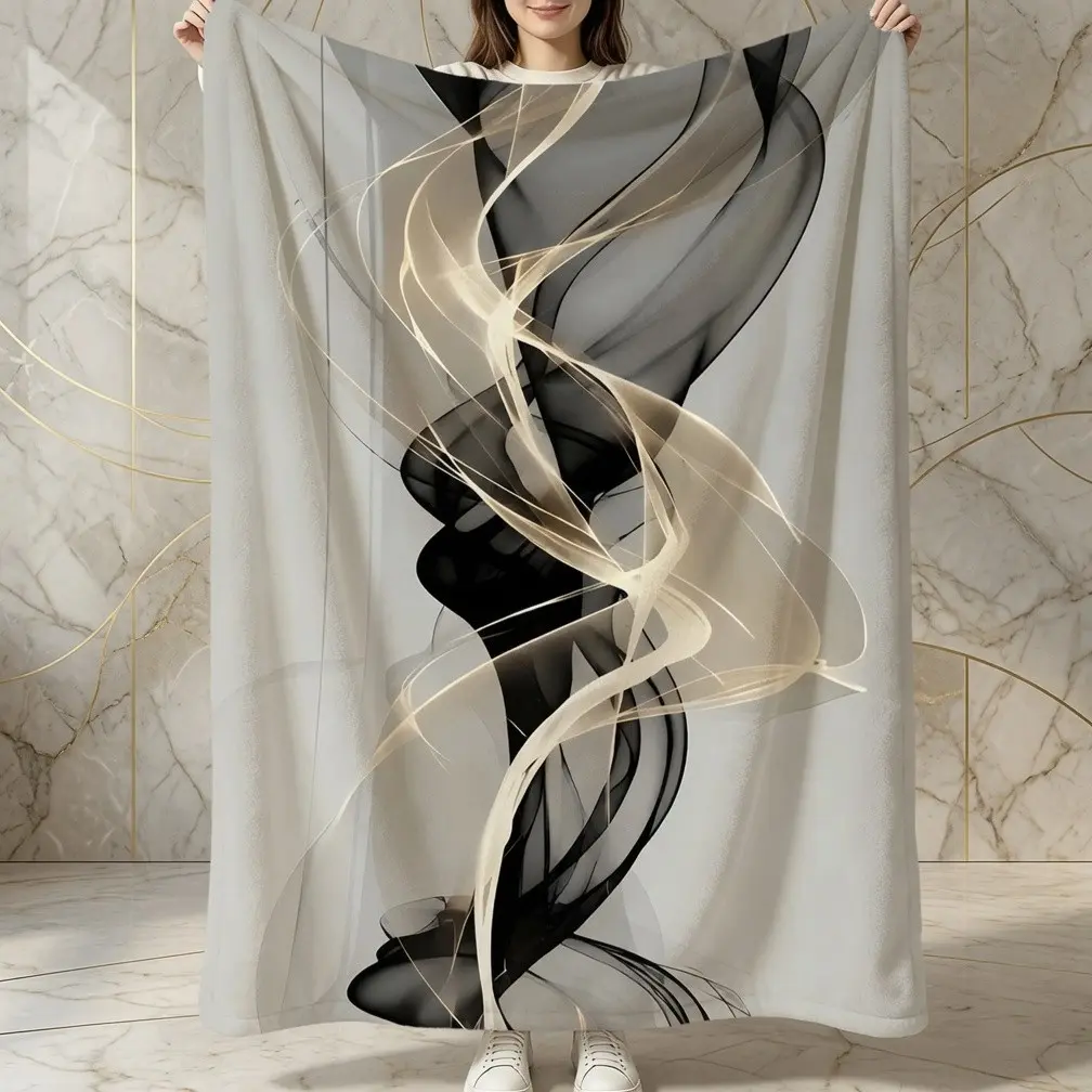 Abstract Transparent Fluid Blanket, Single-side Print, Soft and Lightweight All-season Multi-use Throw, for Sofa, Bed, Office, Travel and Home Decor, Modern Light Luxury Home Gift