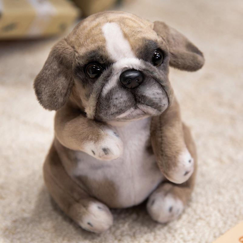 Realistic Bulldog Plush Toy, Stuffed Animal, Soft Fabric Dog with Expressive Eyes and Ears, Realistic Fur Texture, Warm Companion Gift