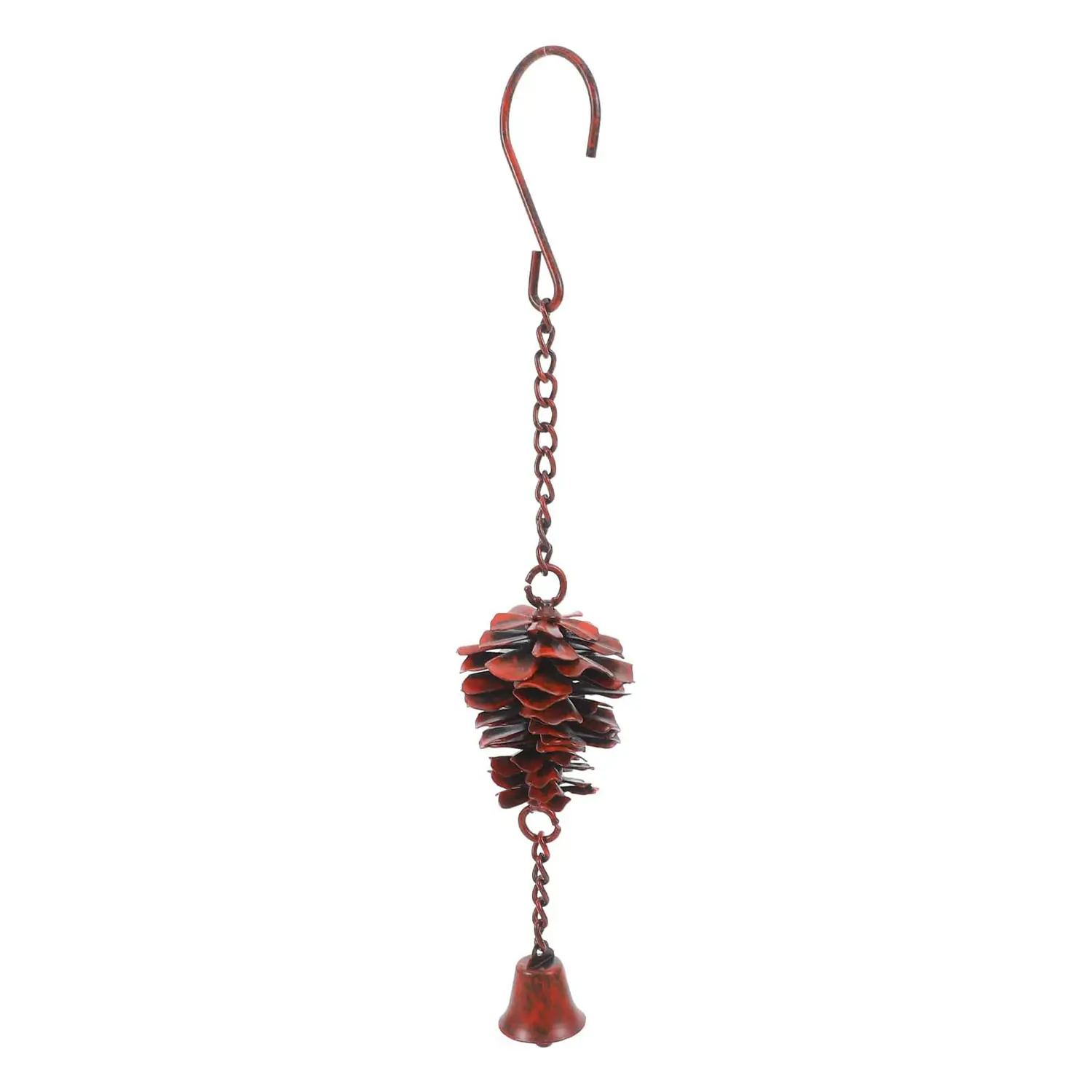 11inch Pinecone Wind Chime with Bell, Bronze Metal Autumn Wind Chime, Decorative Hanging Ornament, Garden Christmas Decoration