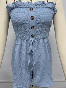 French Style Cute Summer New Arrival One-Piece Pants, Casual Fashion Solid Color One-Shoulder Romper, Comfortable and Stylish
