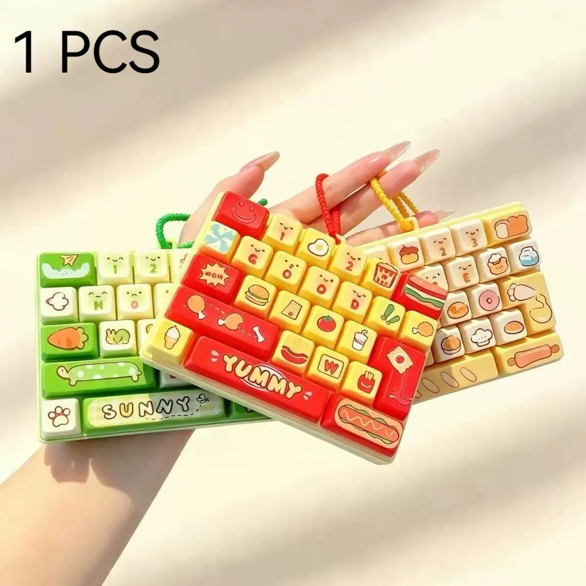 Funny Stress Relief Keychain, Keychain for Bags, Backpack Charm, Small Gift, Large Mood Booster, Press Fun Keyboard, Food Diary 26 Keycap