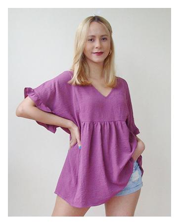 WIHOLL Womens Tops Casual V Neck Ruffle Sleeve T Shirts Babydoll Loose Fit Peplum Tops SpringStatements