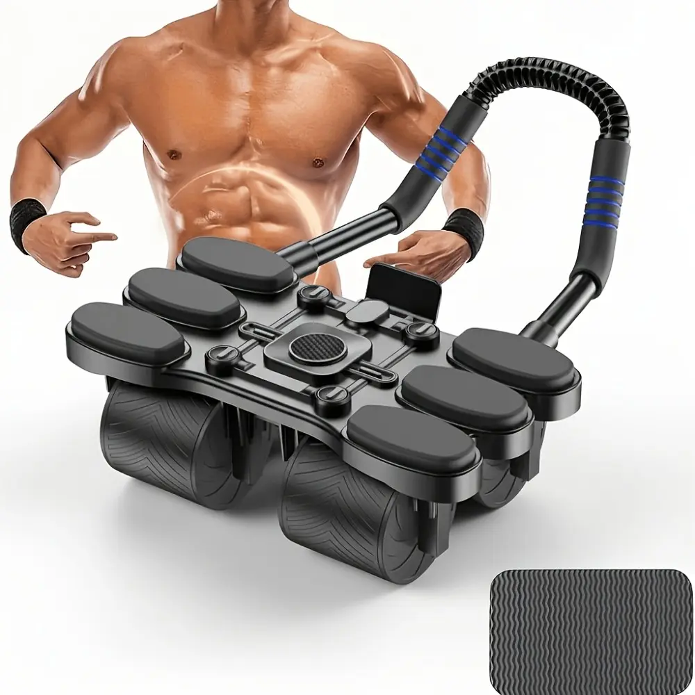 Automatic Rebound Ab Wheel Roller with Knee Pad,  Ab Roller Exercise Wheel, Self-Retracting Core Trainer for Abs & Stability, Multi-Functional Home Gym Equipment for Beginners and Advanced Workouts