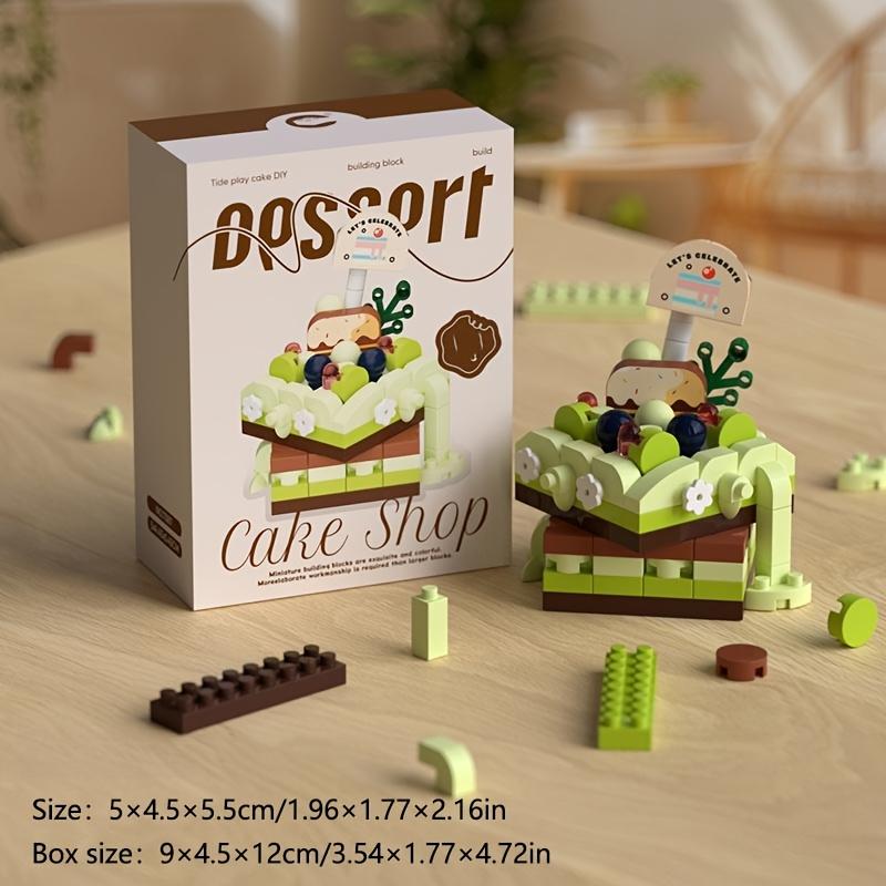 Birthday cake, strawberry cake, birthday gift decorations 184pcs + afternoon tea mini cake, tiny particle building blocks for DIY desserts, perfect small gift, beautiful DIY building block decorations