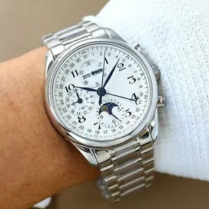 Mechanical quartz watch Eight-needle moon phase