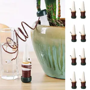 8Pcs Ceramic Self Watering Spikes, Lazy Watering Tools for Indoor Houseplants, Self-Watering Irrigation Stakes for Travel & Business Trips, Automatic Plant Waterers for Office Greenery, Long Hose Ceramic Watering Devices, No-Manual Water Supply for Succul
