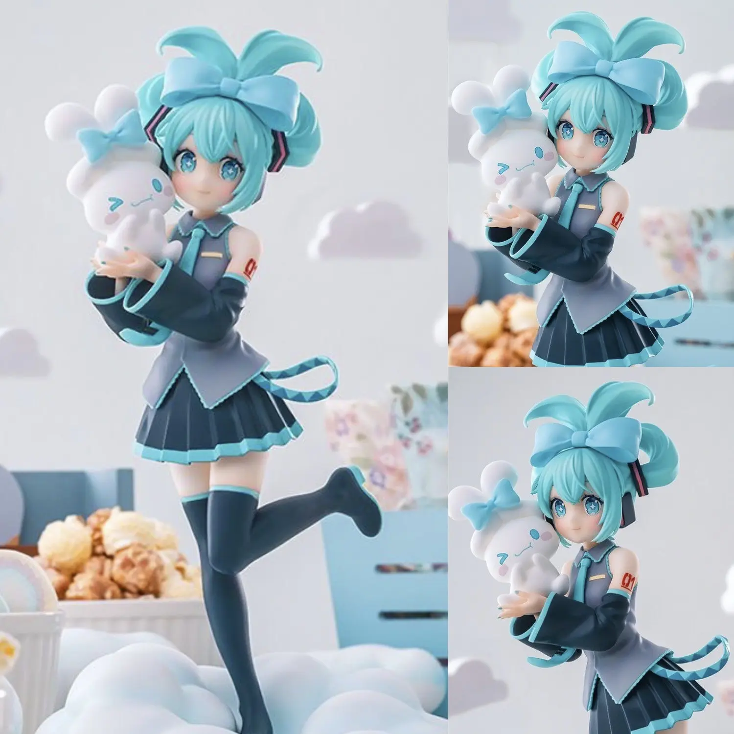 7.87 Inch Hatsune Miku X Shiba Inu Anime Figure, Collectible PVC Figure, Cute Twin Bow Collection Statue, Virtual Singer Doll, Desktop Display, Anime Enthusiasts
