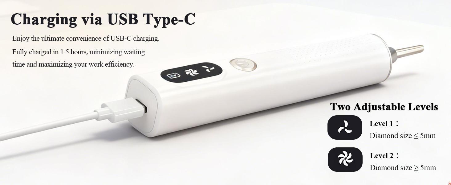 Electric Diamond Painting Pen Cordless Diamond Art Vacuum Pen Rechargeable with 2-stage Adjustable Suction Mode for Adults & Kids Complete Accessories