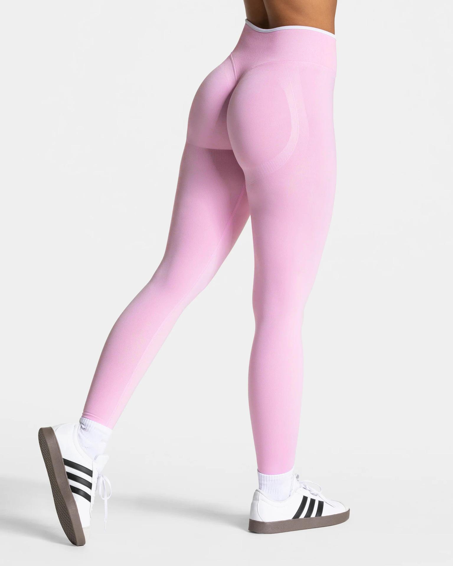 Women Sports Seamless Leggings High Waist Breathable Running Fitness Yoga Pants Spring Fall Sexy Butt Lifting color Blocking Legging Bridal