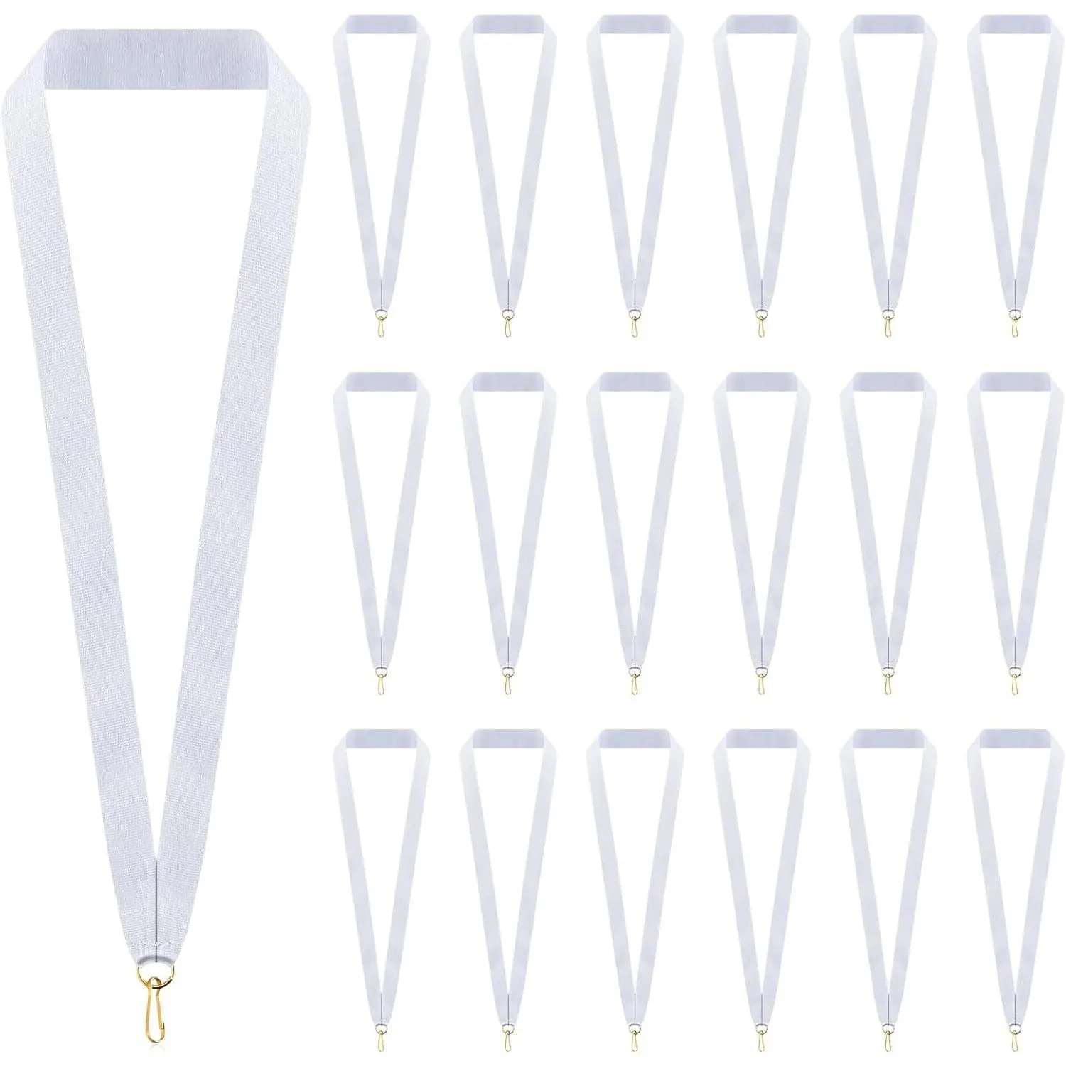 30 Pieces Award Medal Neck Ribbons Flat Lanyards with Snap Clips for Competitions Sports Meeting Party Student Awards