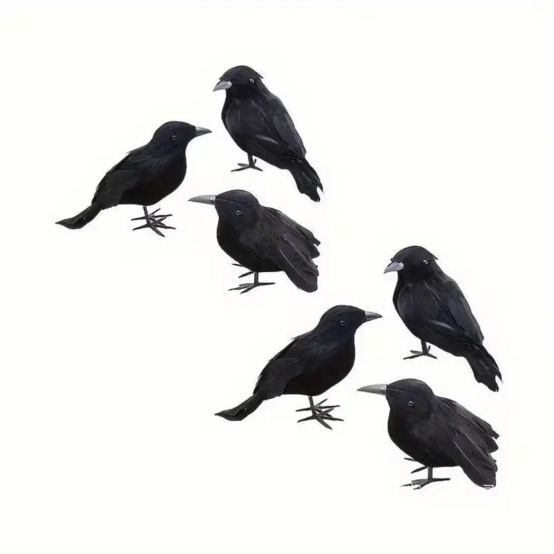 Realistic Crow Statue, Lifelike Bird Decoration, Glossy Feather Texture, Halloween & Gothic Decor, Durable Foam Material