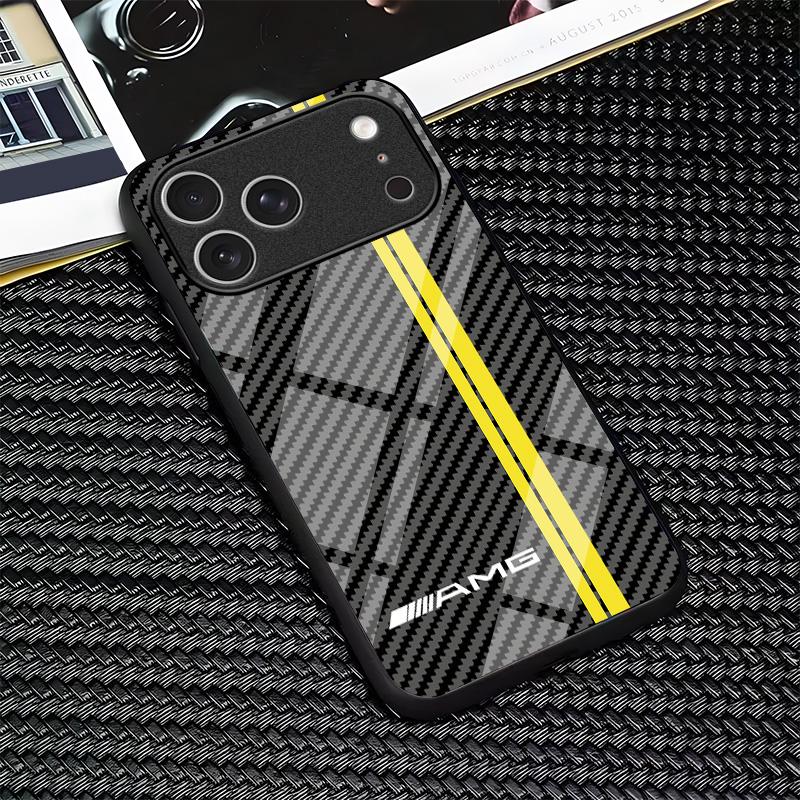 for iPhone 17/16/15/14/13/12/11 air/pro/promax/plus Carbon fiber texture mirror mobile phone case glass case 995